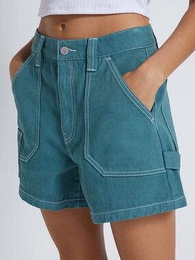 High-Rise Utility Shorts in Teal